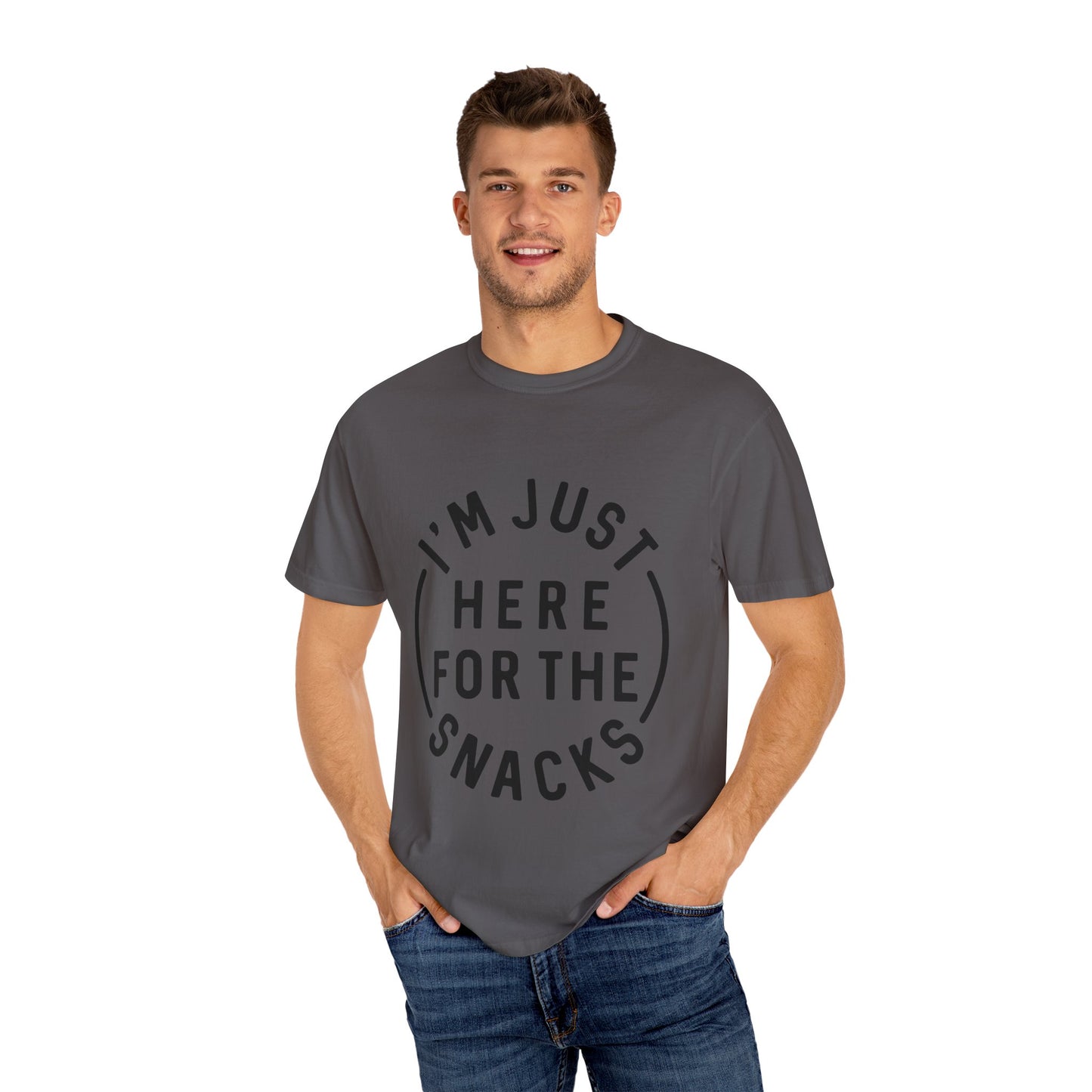 Unisex Snack Lover T-Shirt – "I'm Just Here for the Snacks"