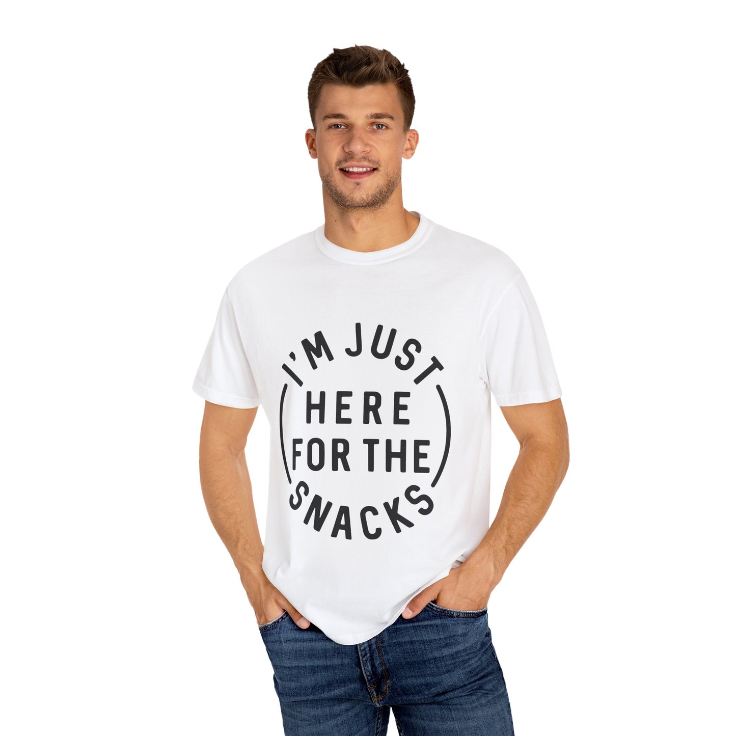 Unisex Snack Lover T-Shirt – "I'm Just Here for the Snacks"